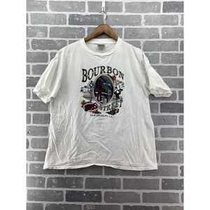 Vintage Oneita Bourbon Street New Orleans T-Shirt White XL Single Stitch Cotton